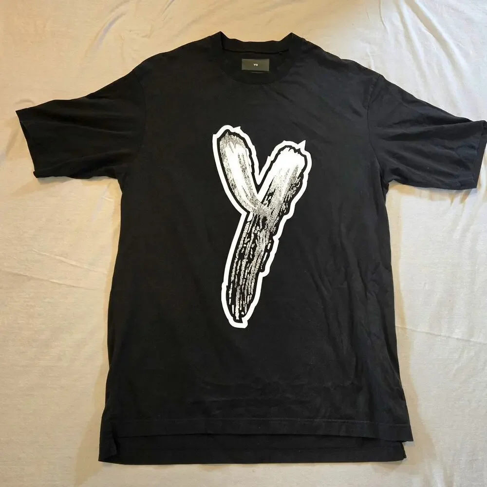 adidas Y-3 Brushstroke Graphic Logo T-Shirt Black/White Size Small HY1271